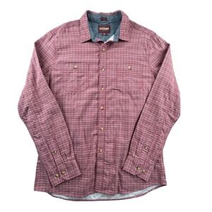 Alesbury Denali Doublecloth Shirt‎ Red Plaid Slim Fit Men's Tall L-TA